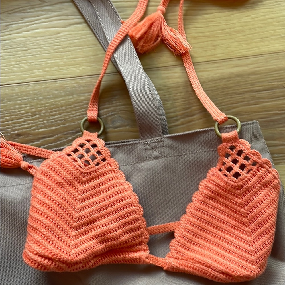 Crochet Orange Bikini Top